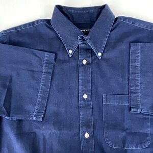 NEW Lands' End Short Sleeves Denim Shirt Men's Medium 15-15.5 Indigo Blue, Soft